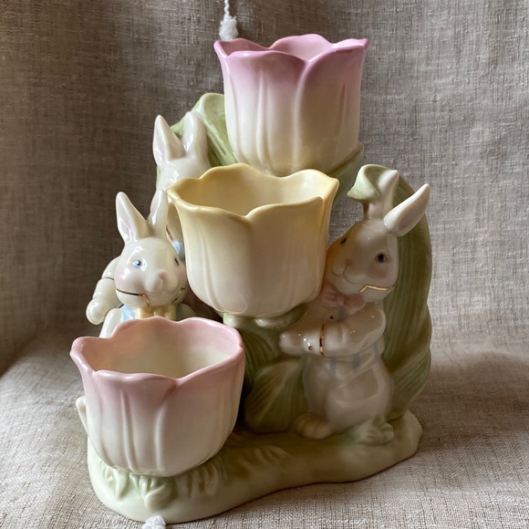 Lenox Other - Lenox Tulip Porcelain Easter Bunny Candle Holder gold accents